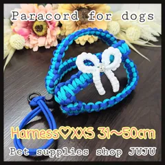 即購入可★パラコード ハーネス 31〜51cm【XXS】調整可能 超小型犬 小型犬  ティファニー×ロイヤルブルー ペットグッズ