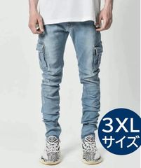 10%OFF  ライトブルー3X Lサイズ　デニム　ジーンズ　スキニー　新品　作業着　ストレッチ