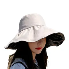 【在庫セール】[NOA LINO] レディース ハット 日焼け防止 UVカット 紫外線カット 帽子 折りたたみ あご紐付き 日除け つば広