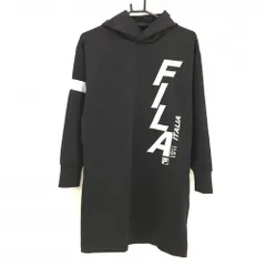 ★値下げ★【超美品】フィラゴルフ フード付ワンピース 黒×白 ビッグロゴプリント レディース M ゴルフウェア FILA GOLF