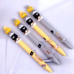 Mies' M-S0035-2P かわいい 猫 デザイン ゲルペン 0.5mm細字黒インク 串団子スタイル 2本セット ボールペン cat ねこ キャット 動物 可愛い文房具 筆記用具