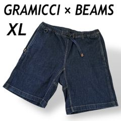 GRAMICCI × BEAMS  グラミチ×ビームス 別注  メンズ  ハーフパンツ XL デニム アウトドア GMP3-S2120 刺繍ロゴ ブルー系 (F010)★