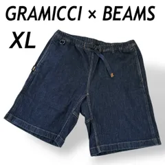 GRAMICCI × BEAMS  グラミチ×ビームス 別注  メンズ  ハーフパンツ XL デニム アウトドア GMP3-S2120 刺繍ロゴ ブルー系 (F010)★