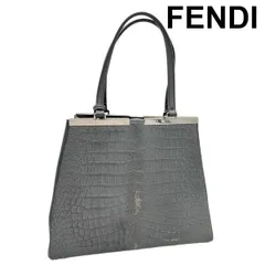 ● フェンディ FENDI トートバッグ トロワジュール ハラコ  ハンドバッグ グレー レディース S5W318
