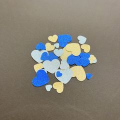 グリッターシール　うちわ文字　ハートシール　青×水色×ゴールド