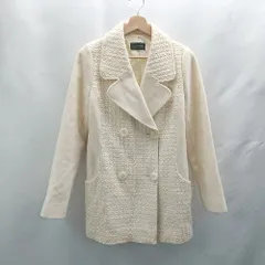 ◇ ⊇ QUEENS COURT クイーンズコート ウール100% 長袖 ダブルコート サイズ2 アイボリー系 レディース E  【1502180060427】