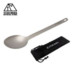 TITAN MANIA チタンマニア スプーン カトラリー チタン製 超軽量 頑丈 吊り下げ 食器 調理器具 アウトドア キャンプ ソロキャンプ アウトドア用品 キャンプ用品 収納袋付き