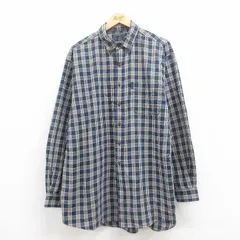 XL/古着 アバクロンビー 長袖 ブランド シャツ メンズ 00s 大きいサイズ ロング丈 コットン ボタンダウン 紺他 ネイビー チェック 25jul29 