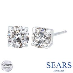 [シアーズ] ピアス メンズ レディース ユニセックス ホワイト キュービックジルコニア 5mm シルバー925 シルバーピアス Sears