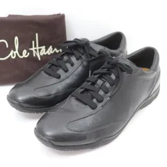 ITD2LZJ5ZL6S 未使用 Cole Haan コールハーン レザー スニーカー ブラック ローカット フラット レースアップ 靴紐 シューズ 革靴 メンズ サイズ10W