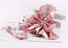 安芸熊屋 犬用 リボン付き ハーネス リードセット 可愛い 蝶結び メッシュ(ピンク,  L)