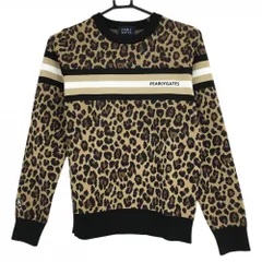 【新品】パーリーゲイツ セーター ライトブラウン×黒 レオパード柄 胸元ライン ロゴ刺しゅう  レディース 0(S) ゴルフウェア PEARLY GATES