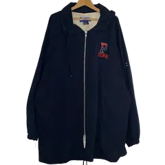 Champion  チャンピオン 中綿ジャケット ナイロンジャケット パーカー フーディー チーム 裏地キルティング オーバーサイズ フロントデザイン刺繍 タイワン製 XLサイズ ネイビー