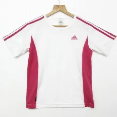 【送料無料】【美品】アディダス adidas 半袖Tシャツ トレーニングウェア カットソー 三本線 白 ピンク ■管理番号L21727SSA19-190523-10-3（4）5/20
