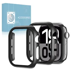 【人気商品】耐衝撃 側面 衝撃吸収 PC素材 保護カバー スリムケース 液晶部分覆わないタイプ スマートウォッチ 46mm 46mm アップルウォッチ11/10 取り付け簡単 ケース 用 11（2025）/10（2024） （ブラック） Series Watc