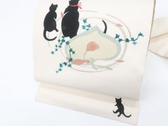 ふりふ 刺繍半幅帯 「ごろん猫」 猫缶帯留セット - メルカリ
