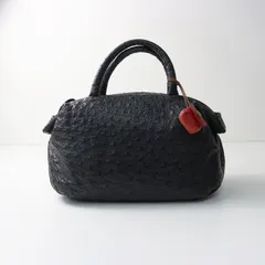 美品 イビサ IBIZA オーストリッチ ハンドバッグ/ブラック