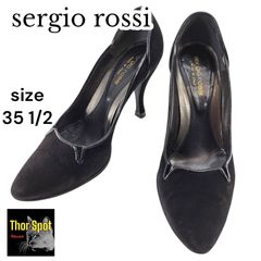 sergio rossi Tストラップ バックストラップ リボン サンダル 黒