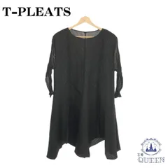 ☆美品☆ T-PLEATS ワンピース ひざ丈 長袖 フレア レディース ブラック L 901-3758 送料無料