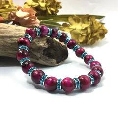 ピンクタイガーアイ パワーストーン ブレスレット 10mm （ライトブルー）メンズ・レディース　男性・女性　数珠ブレス　開運 [17]　