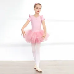☆ ショートスリーブ×ピンク ☆ 150cm ☆ バレエ レオタード 上下セット キッズ yleotard5063 バレエ レオタード キッズ バレエ練習着 レッスン バレエレオタード 子供レオタード ダンス衣装 キッズダンス衣装 ダンスウェア 上下セット