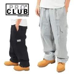 PRO CLUB プロクラブ カーゴ スウェットパンツ ヘビー ウェイト バギー ワイド 裏起毛 ボトムス ドローコード付き グレー ブラック 黒 BLACK GRAY HEAVY CARGO PANTS