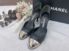 シャネル CHANEL パンプス 35C 黒 メタルココ レザー 小さいサイズ レディース
