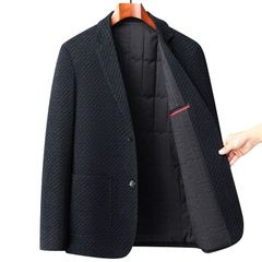 テーラードジャケット メンズ スーツジャケット 厚手 無地 中綿 防寒 防風 2つボタン ジャケット ビジネス スリム アウター ライトアウター 秋 冬 通学 通勤 テレワーク オフィス シンプル カジュアル おしゃれ ファッション