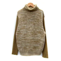 ディー&ジー ドルガバ ドルチェ&ガッバーナ D&G ニット セーター 長袖 タートルネック 切替 アーガイルチェック柄 ウール アルパカ混 48 M 茶 /SY14 ■GY12