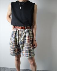 90s Polo by Ralph Lauren indian cotton patchwork madras check shorts ラルフローレン インド綿 パッチワーク マドラスチェック ハーフパンツ W42