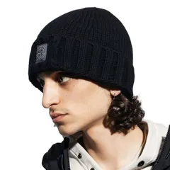 STONE  ストーンアイランド ビーニー ニット帽　ブラック STONE ISLAND（ニット帽/ビーニー）のフリマアイテム一覧