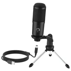 【人気商品】ゲーム実況/配信/在宅勤務/生放送/Skype/YOUTUBE/Windows/Mac/PS4に適応 マイクスタンド付き LED指示ライト ミュートボタン 音量調節 ノイズ軽減 卓上用 単一指向性 PC用マイク USBマイク コンデンサーマイク F