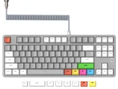 新品 A.JAZZ 有線 ゲーミング用 メカニカルキーボードセットテンキーレスコイルケーブル ホットスワップ ー赤軸 コンパクト 87キー ゲーム用 全キー衝突なし RGBバックライト 着脱式マグネットカバー Type-C USB -A コイルケーブル金属航空