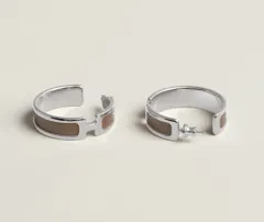 220598】HERMES エルメス ピアス オランプ エトゥープ×シルバー