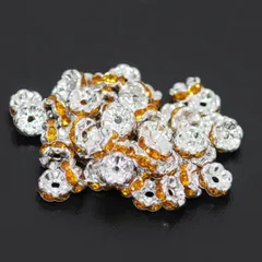 50個　トパーズ　波ロンデル　　(サイズ　5mm 6mm 7mm 8mm 、台座カラー　シルバー　ゴールド　選択可能) スペーサー　ブレスレット　アンクル　ネックレス　イヤリング　ピアス　ハンドメイド　アクセサリー　パーツ