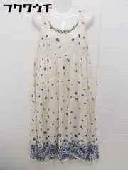 ◇ PAGEBOY ページボーイ ALICIA 花柄 ビーズ ビジュー ノースリーブ ロング ワンピース サイズM アイボリー系 レディース 【中古】 【1104300002586】