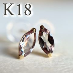 K18 天然石アレキサンドライト ピアス　oval希少レアカラーストーン18金3 K18 天然石アレキサンドライト ピアス oval 希少 レア カラー