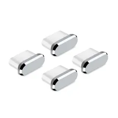 【迅速発送】サムコス サムコス Type-C キャップ コネクタカバー 携帯Type C充電穴キャップ アルミ製 超耐久性 防塵 保護 防塵カバー スマートフォン用 4個入り (シルバー)