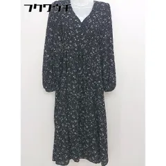 ◇ FRAY I.D フレイ アイディー 花柄 長袖 膝下丈 ワンピース サイズF ブラック ホワイト グレー系 レディース  【中古】 【1112070006376】