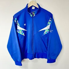 (^w^)b Champion チャンピオン ジップアップ トラックジャケット ジャージ 80s 90s ヴィンテージ ロゴ刺繍 レトロ トレーニングウェア スポーツMIX 古着MIX ブルー 青 メンズ サイズL