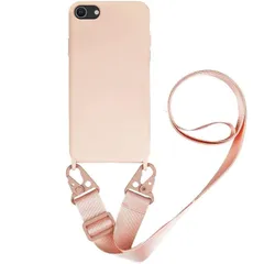 UnnFiko For iPhone 8 ケース ネックストラップ For iPhone SE 3/2 スマホケース iPhone SE 第二世代 ケース 蛍光色 シリコン アイフォン 7 ケース シンプル ソフト 保護カバー 携帯ストラップ 紐付き 斜め 0