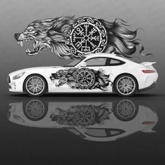 トーテムウルフ車体ステッカー アニメイタシャビニールラップ 車のサイドデカール ステッカーカーデコレーション ステッカーカープロテクティブフィルム 自動車アクセサリー