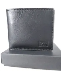 新品アウトレット　LEE レザーウォレット　黒　二つ折り 財布 メンズ オイルダコタ革 イタリアンレザー 高級 シンプル 収納力