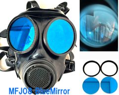 MFJ08ガスマスク用レンズ 青 ブルーミラー  フィルム GasMask　外付けリング付