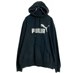 PUMA ロゴスウェット パーカー M ブラック プーマ スポーツ プルオーバー 裏起毛 ポケット付き 古着卸 アメリカ仕入 a612-7962