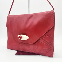 ロエベ アナグラム ロゴ型押し ナッパレザー 本革 赤 ショルダーバッグ サコッシュ ヴィンテージ