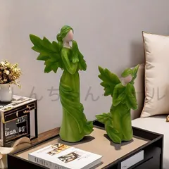 置物 オブジェ ガーデンオーナメント 緑の妖精 グリーン フェアリー 2個セット 室内 屋外 インテリア 玄関 リビング ダイニング 装飾 庭 ガ