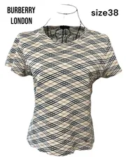 【美品】Burberry London ベージュチェック柄 Tシャツ サイズ38