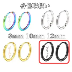 ❤送料無料❤ 両耳 フープピアス リング ステンレス ピアス ブラック