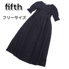 【fifthフィフス】半袖ロングワンピース　フリーサイズ　黒